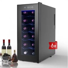 Frigo Cantinetta Cantina 12 Bottiglie di Vino al Fresco Nero Frigorifero Touch