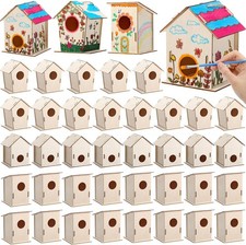 12 Pcs Bulk Wooden Bird Houses Kits for Kids DIY Bird House Kit Unfinished Wood