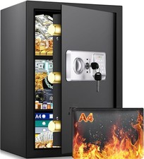 Large Fireproof Safe for Home with A4 Fireproof Bag and 2 Removable Shelves, ...