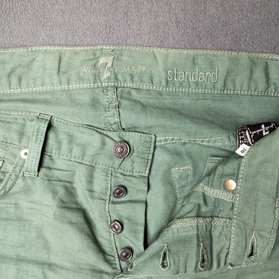 7 Для всего человечества джинсы мужчин 30 x 32 зеленый стандарт льняной смеси кнопка мухи прямой - Изображение 3 из 4
