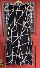 Tommy Hilfiger Women's Black White Geometric Print Sleeveless Midi Dress Size 4