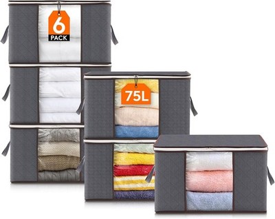 Kleiderschrank Organizer 6er Set 75L faltbar platzsparend Aufbewahrungsbox Regal