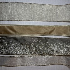 Christmas Wired Ribbon Sparkly Glitter Hold Gray 20 yards total