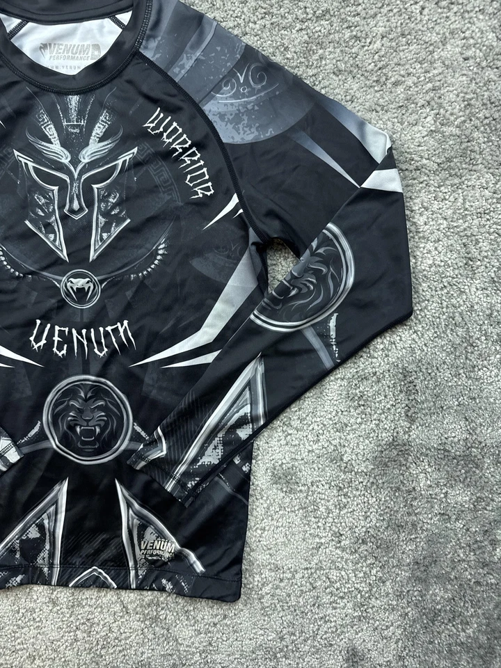 Camisa Venum Para Hombres Mediana Negra Gris Manga Larga Compresión Protección Antierupciones MMA BJJ Foto 2 de 4