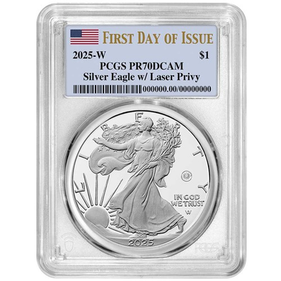 #ad #ad 2025 W Proof $1 American Silver Eagle Laser Beam Privy PCGS PR70DCAM FDOI Flag $240.00