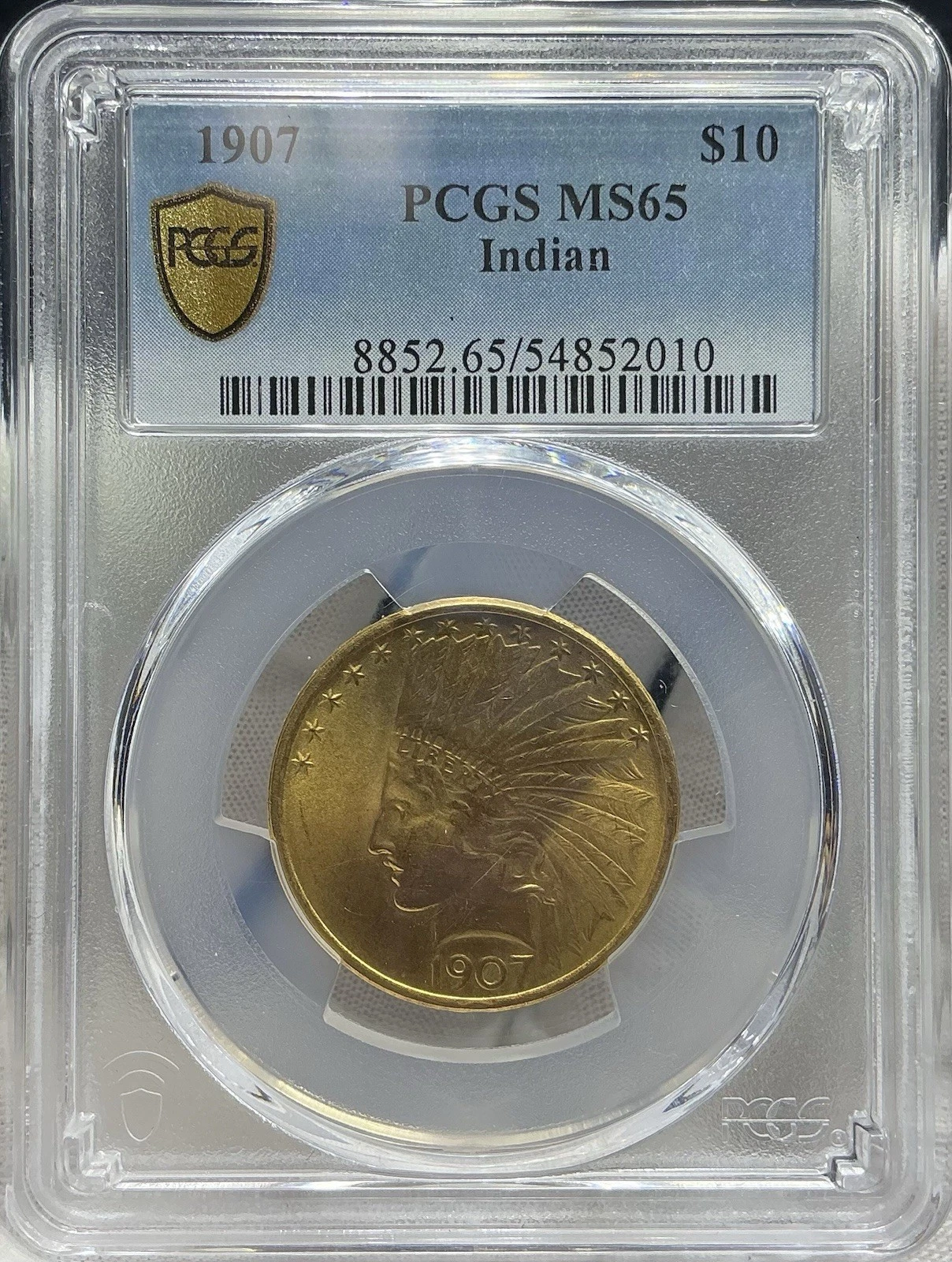 1907 $10 Indian Head Eagle PCGS Shield MS65