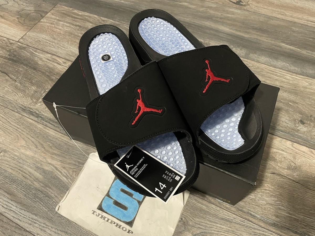 ★関税込★NIKE★JORDAN HYDRO 5 RETRO SLIDE★25-31cm★ NEW Nike Air Jordan Hydro 5 Slide Black Metallic Reimagined