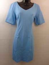 Talbots Dress Women's 4 Blue Short Sleeve Shift Career Back Slit