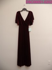 Jenny Yoo Collection Women's Ellis Flutter Sleeve Open Back Dark Berry size 5