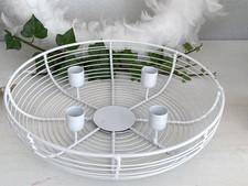 Adventskranz Metallkorb Korb Metall Kerzenständer Kerzenhalter f. 4 Kerzen Weiß