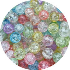 100Pcs Crackle Glass Beads 8Mm round Crystal Glass Spacer Crafts Beads for Jewel