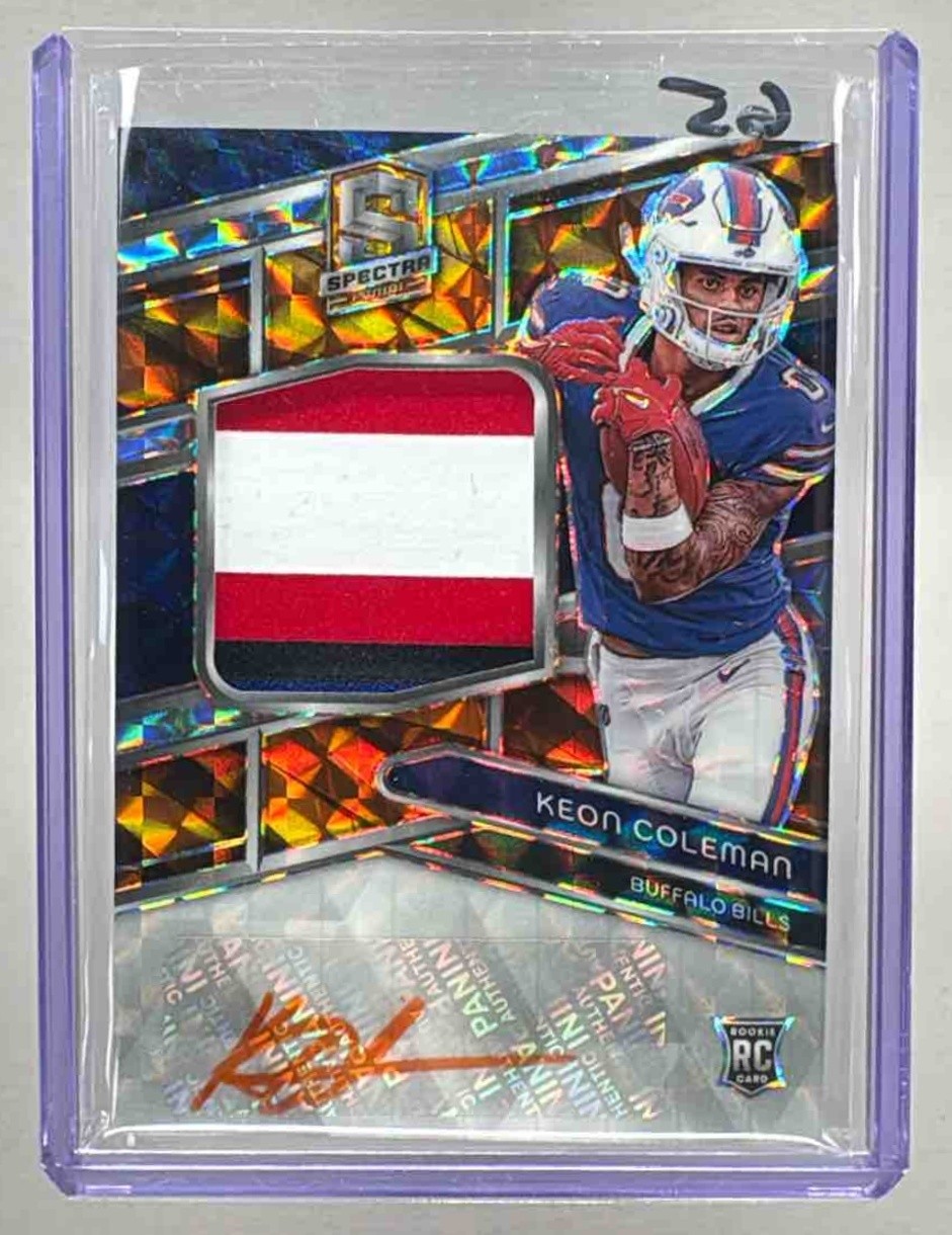 Keon Coleman Panini Spectra #217 Patch Autograph-Neon Orange