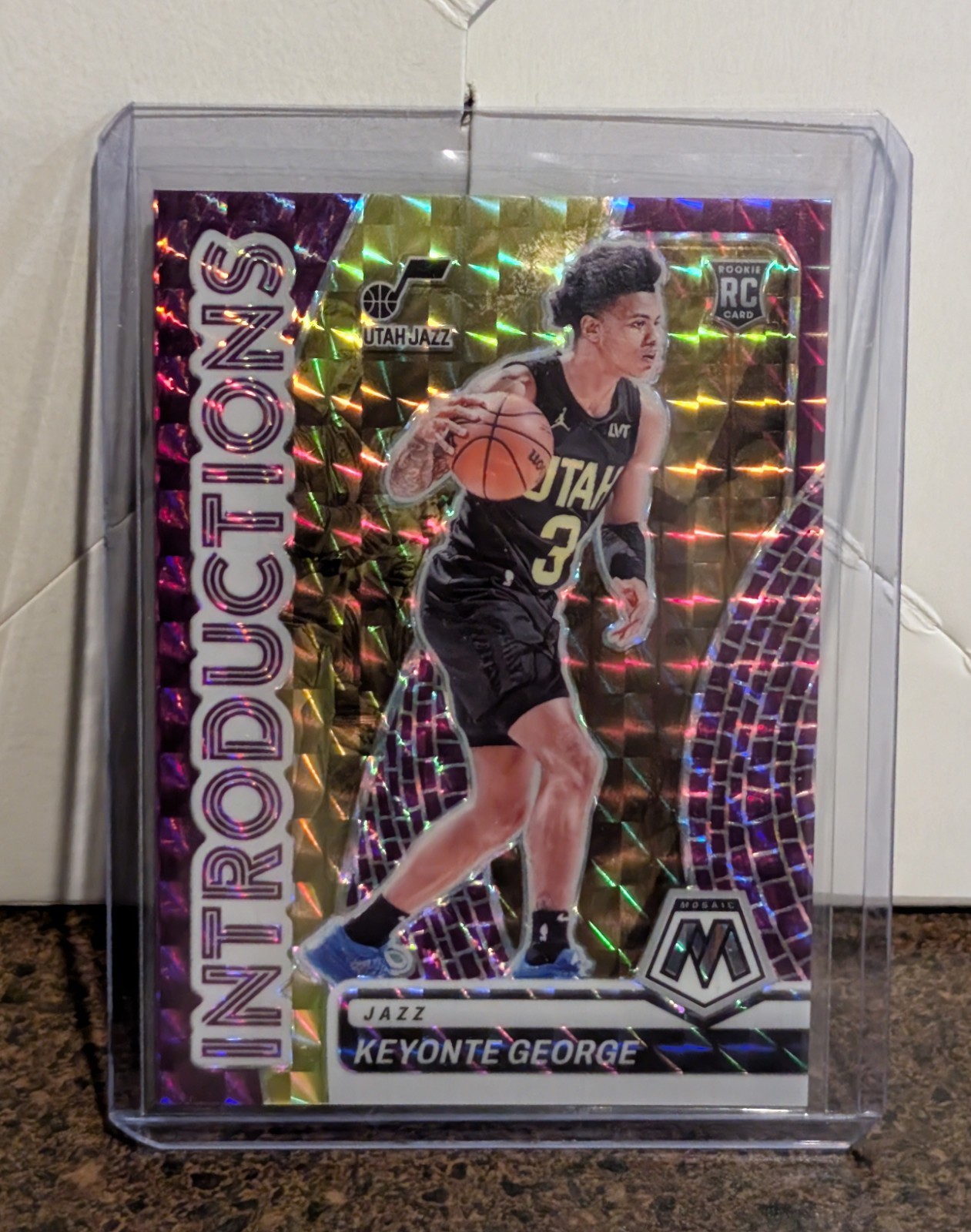 2023-24 Mosaic - Introductions Keyonte George #20 Purple Mosaic Prizm /99 (RC)
