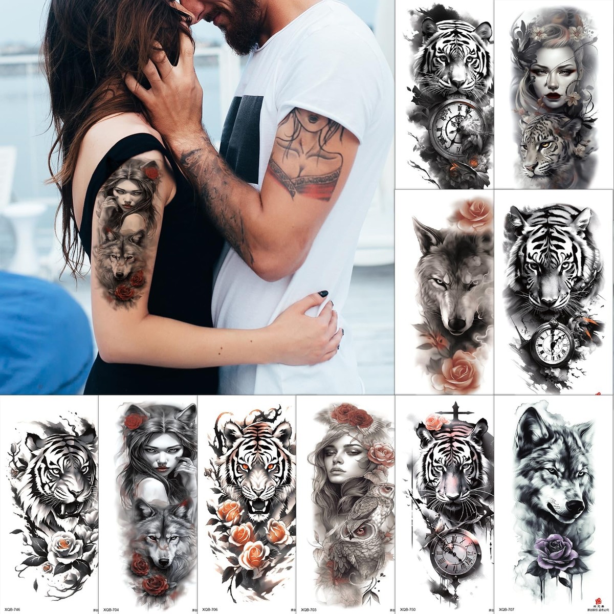 Animal Ink - タトゥー写真集 tattoo アニマルインク Aivoch 10 Sheets Realistic Animals Temporary Tattoo for Men Women