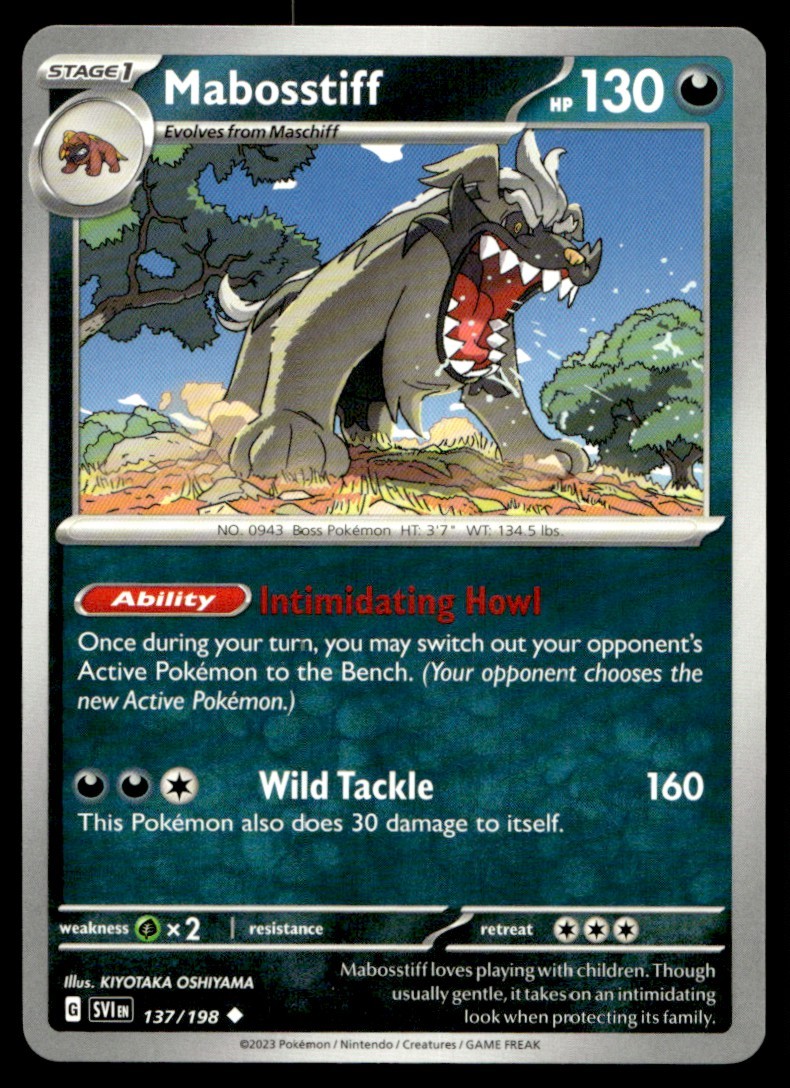 Mabosstiff 137/198 Uncommon Scarlet & Violet Pokemon Near Mint