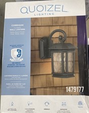 NEW Quoizel Corrigan Wall Lantern Porch Outdoor Light Matte Black 1479117