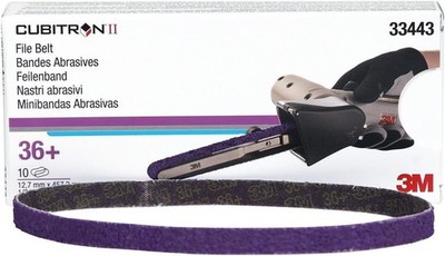 3M Cubitron II File Belt 33443 36+ Grade 1/2'' x 18'' Abrasive Belts 10-Pack NEW