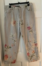 Roberto Cavalli Vintage 90s Women Floral Jeans Pants size XL