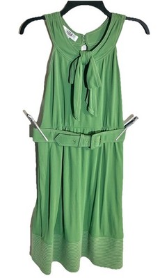 Tibi Retro Green Belted Cocktail Dress Sz 2 Tie Bow Party Wedding Resort Vacatio