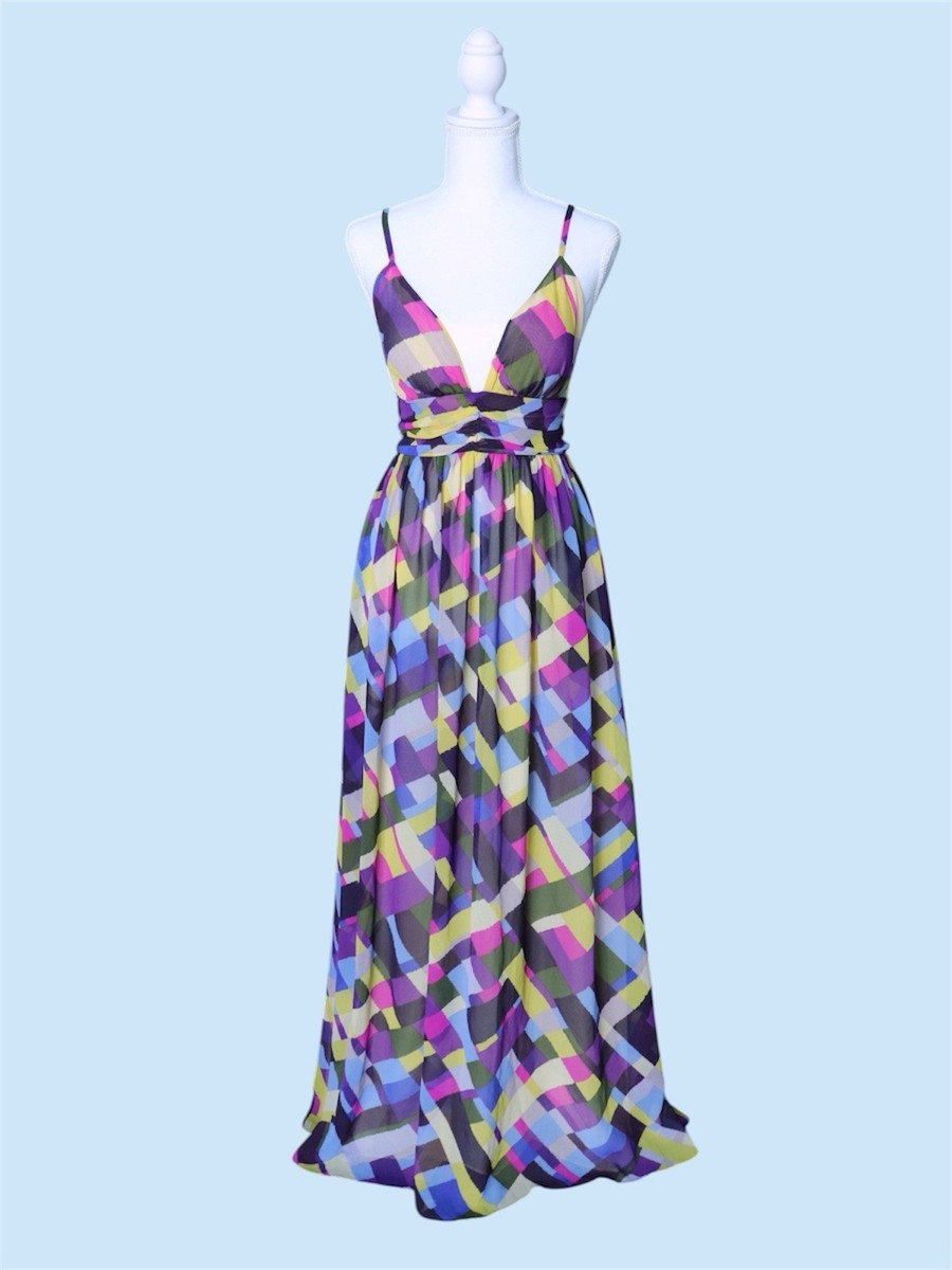 Moda International Geometric Abstract Maxi Dress - Size S Moda International Geometric Abstract Maxi Dress - Size S