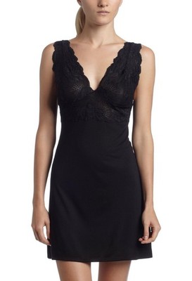 New Women's NATORI Black Zen Modal Blend Floral Chemise Size M