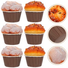 6 Pcs Artificial PU Cake Model Fake Cupcake Decor for Food Trade