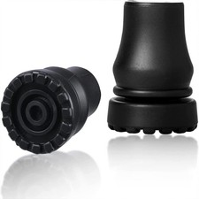Rubber Cane Tips 3/4 Inch Heavy Duty Walking Cane Tips Black Sturdy Durable 2PCS