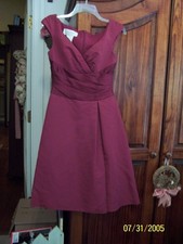 Davids Bridal wine burgundy satin bridesmaids evening dress 2
