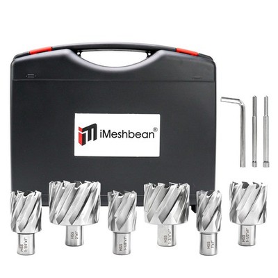HSS Annular Cutter 3/4'' Weldon Shank 1'' Depth Magnetic Drill Bits w/2 Pilot Pins