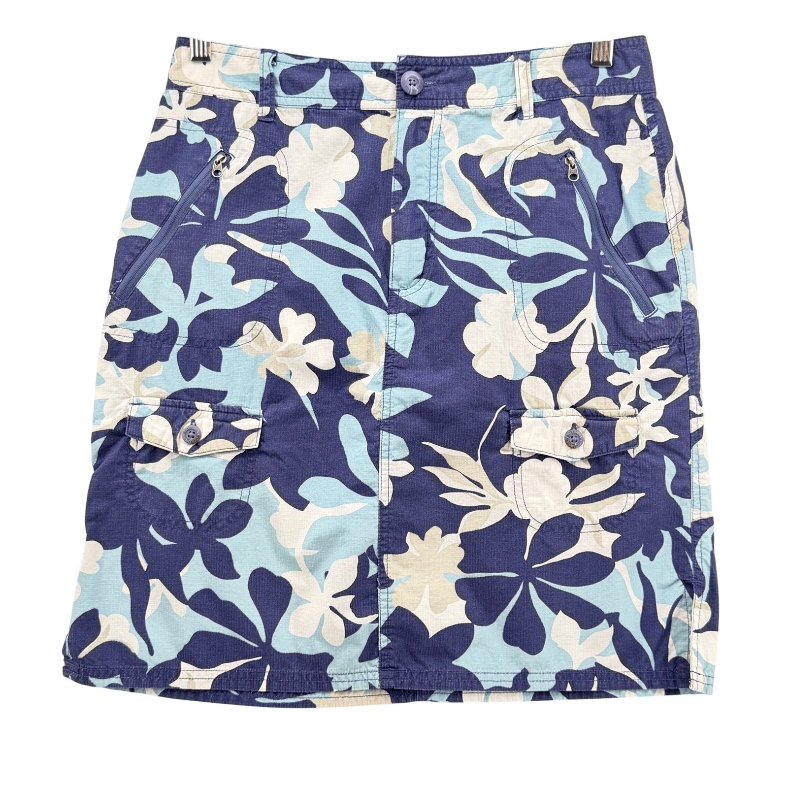 Columbia Floral Ripstop Mini Skirt Womens 8 Blue XCO Cargo Hiking