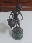 Vintage Bronze Sculpture Of The Water Bearer By August Moreau, Marble Base, Copy — photo 1