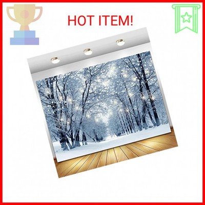 Qian Winter Wonderland Scene Photography Backdrop 7x5FT Snowflake Bokeh Tree Lan