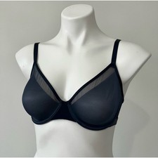 Soma Lightest Lift Mesh Plunge Bra Black 38D Adjustable Straps Sexy Date Night
