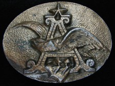 QB01102 VINTAGE 1970s  ANHEUSER-BUSCH  BEER BREWING CO. BRASSTONE BELT BUCKLE