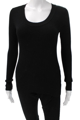WOW Couture Women Pullover Sweater Black Poly Blend Long Sleeve Size S