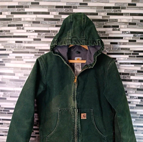 Moss Green Vintage Carhartt J130 Hooded Men’s Youth 14-16 (Men’s XS) - product listing photo