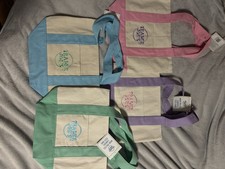 Trader Joe's Mini Pastel Canvas Tote Bag Set Small Multicolor 4-Pack Foldable