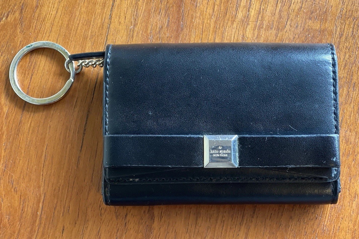 Kate Spade Montford park leather Darla smooth leather wallet/keychain BLACK