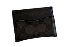 Coach Money Clip Slim Card Case In Signature Canvas Wallet Refined Calf Leather