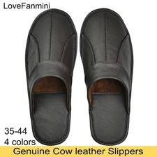 Genuine Cow Leather Slippers Homes in indoor slipper Spring Autumn summer men