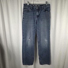 Cat  Jack Jeans Boys 16 Husky Blue Straight Stretch Distressed Denim Casual
