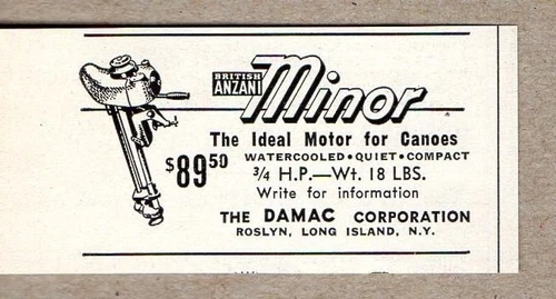 1953 Print Ad Minor British Anzani Outboard Motors Damac Corp Long Island,NY