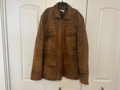 Chaqueta de Cuero Carbono 2 Cobalto Talla XL Para Hombre Genuina Cordero Marrón Bolsillo - Imagen 11 de 14