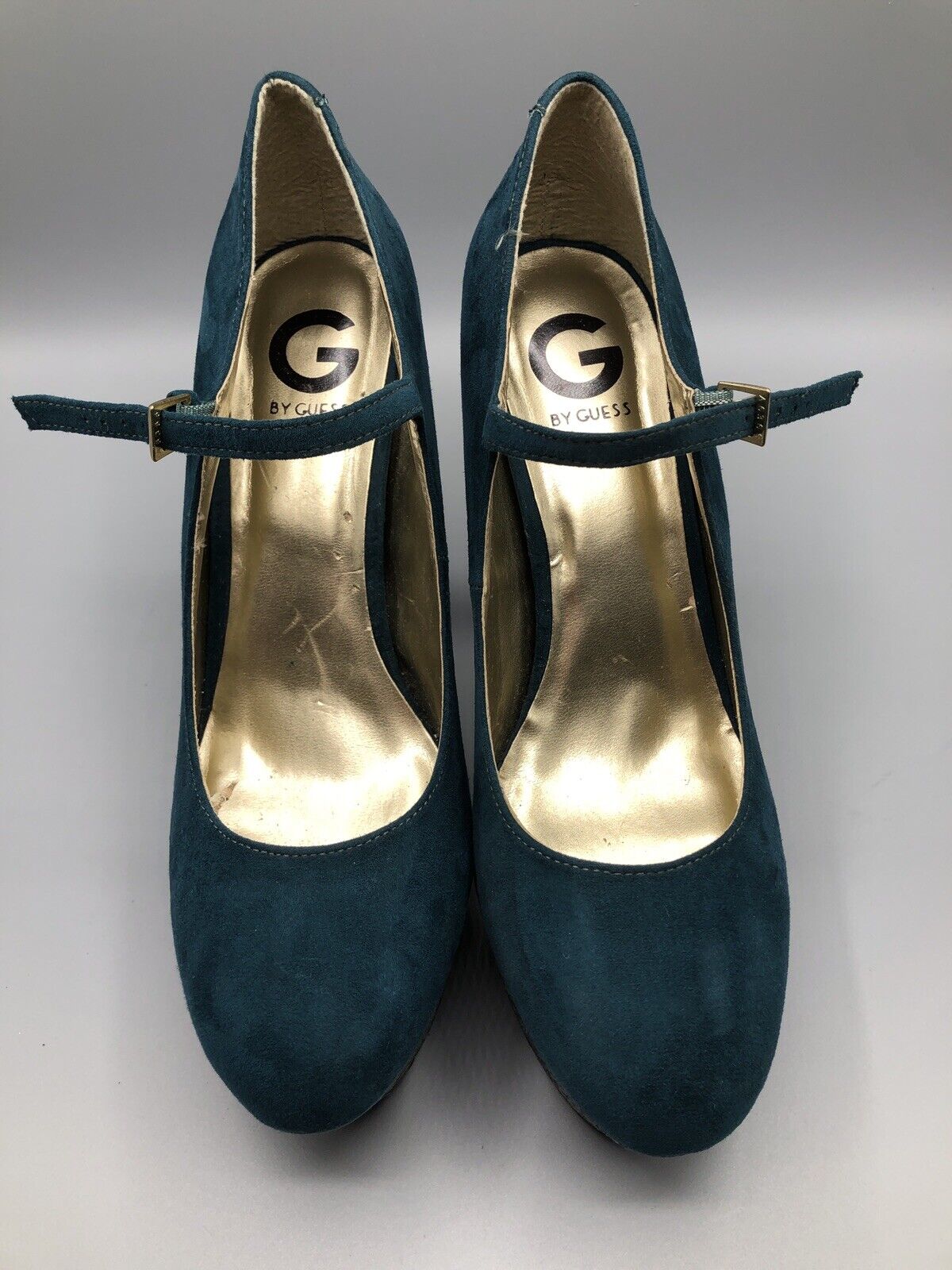 G By Guess Platform Stiletto Heels Hunter Green Patent Leather S