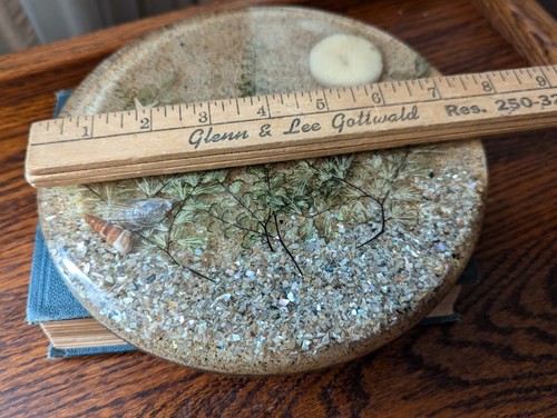 Vtg Abalone Shell Lucite Hot Plate Trivet Mid Century Beach House Kitsch Art - Picture 16 of 23