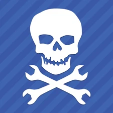 Classic Skull With Crossed Wrenches Vinyl Decal Sticker