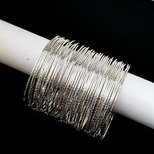 Indische Armreifen Set Ø6,5cm Bracelet Armband Bollywood Bangles Silberfarbig