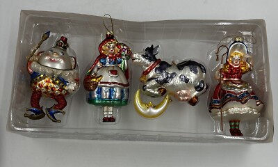 #ad Dept 56 Blown Glass Ornaments Storybook Character Moon Needs Attaching To Cow $45.98