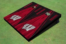 University of Wisconsin Red and Black Matching Wood Look Triangle Cornhole Board