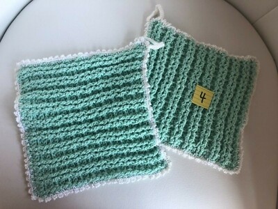 Topflappen Backofen Handschuh Vintage gehkelt TOP Retro trkis/wei  unbenutzt | eBay.de